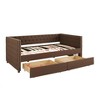 Daybed Frame with 2 Storage Drawers,W/Button & Nailhead Tufted Design,Wood Slats Support,Linen Fabric Bedframe for Living Room Bedroom Apartment - 2 of 4