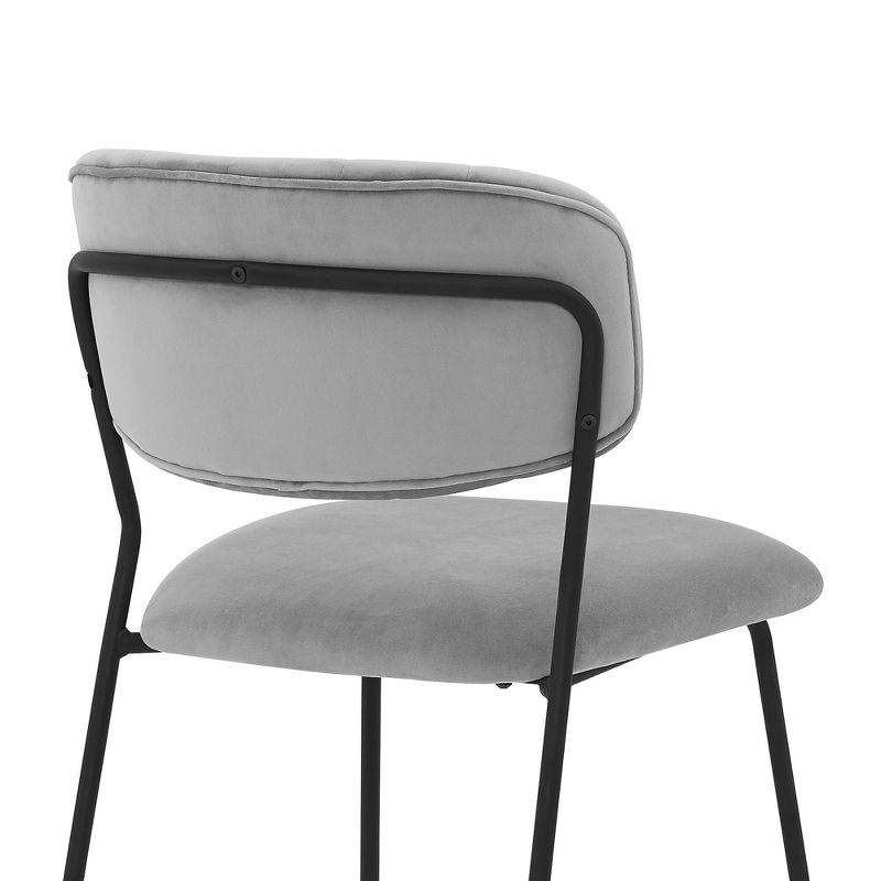 Set of 2 Carlo Velvet Metal Dining Chairs Gray/Black - Armen Living, 5 of 9
