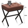 ChicFurnit Ottomans and Benches Ottoman Foot Stool Tufted Vanity Stool with Metal X Leg for Living Room, Brown, 16.93"*12.99"*6.5" - 3 of 4