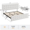 Full Size Bed Frame with 4 Storage Drawers and Headboard, Linen Upholstered Platform Bed Frame with Wooden Slats Support, Button Tufted Design - 2 of 4