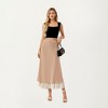 Anna-Kaci Women’s Layered Midi Skirt with Smooth Satin Finish Soft Flowing Silhouette and Elegant Dual-Layer Hem Detail - 3 of 4