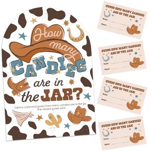 Big Dot of Happiness My First Rodeo - How Many Candies Little Cowboy 1st Birthday Party Game - 1 Stand and 40 Cards - Candy Guessing Game - 1 of 4