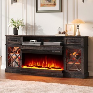 AMERLIFE Farmhouse LED Fireplace TV Stand with 3-Sided Glass Fireplace - 1 of 4