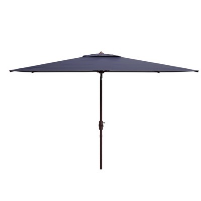 9.8' x 6.6' Rectangular Athens Umbrella Navy/White - Safavieh