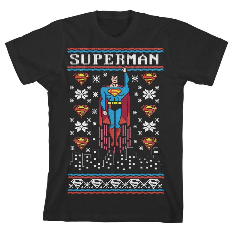 Superman Christmas Black Graphic Tee Toddler Boy to Youth Boy, 1 of 4