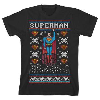 Superman Christmas Black Graphic Tee Toddler Boy to Youth Boy