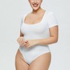 Coolmee Womens Bodysuit Tummy Control Seamless Short Sleeve Body Suit Shapewear Thong Square Neck Body Sculpting Shaper - 3 of 4