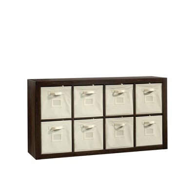 Stow Away 8 Cube Organizer Smoked Oak - Sauder