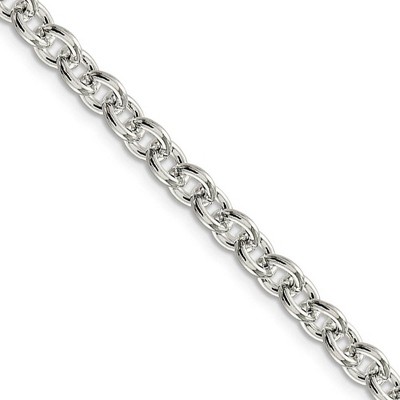 Black Bow Jewelry Men's 6mm, Sterling Silver Classic Solid Cable Chain Necklace