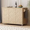KWPZQEB Kitchen Island, Rolling Kitchen Island Table on Wheels with Drop Leaf, Towel Rack & Adjustable Shelf, Solid Wood Handwoven Cabinet - 2 of 4