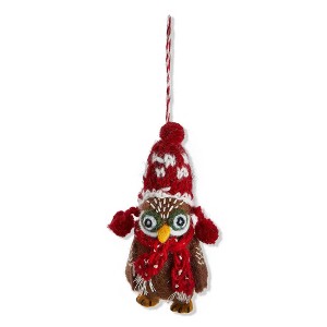 tagltd Owl with Hat and Scarf Christmas Ornament Multicolor Wool 5in H x 2in L x 1.5in W Wipe Clean Tree Decor - 1 of 1