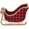 Okuna Outpost Small Santa Claus Christmas Sleigh Decoration, Red Buffalo Plaid Table Centerpiece for Holiday Decor, 11 x 5 x 7.8 In - image 4 of 4