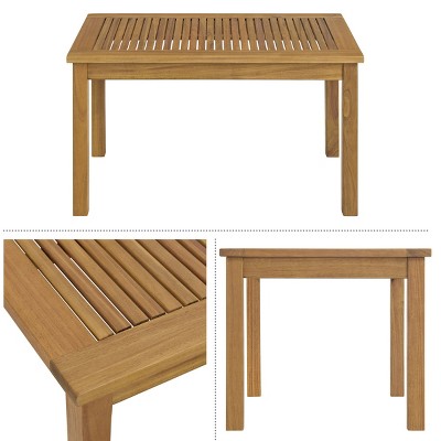Okemo 2-Piece Acacia Wood Outdoor Patio Set with Cream Cushions