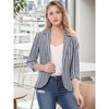 Allegra K Women's Striped 3/4 Sleeves Open Front Casual Notched Lapel Blazer - 2 of 4