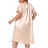 Agnes Orinda Women's Plus Size Satin Silky Pleated Loose Fit Midi Nightgown - 4 of 4