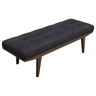 TiramisuBest Grey and Oak Tufted Bench, Grey Fabric Entryway Bench, 50.0"L x 18.0"W x 17.0"H