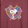 Women's - Peanuts - Hug Heart Flower Lightweight French Terry Wide Neck Long Sleeve Shirt - 2 of 4