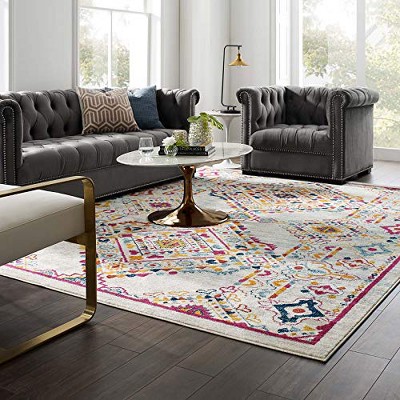 Modway Entourage Khalida Distressed Floral Lattice 8x10 Area Rug