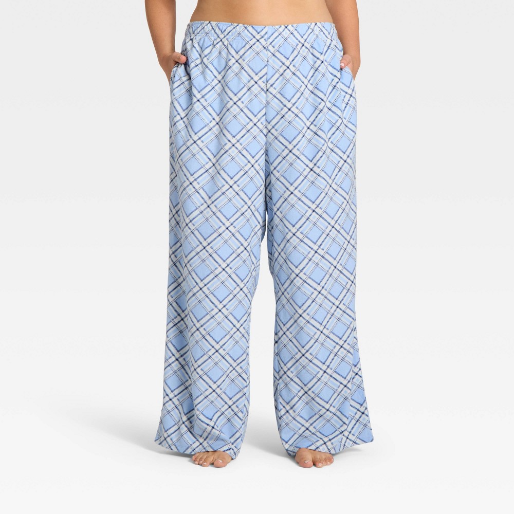Women's Microfleece Pajama Pants - Wild Fable™ Blue Plaid 2X