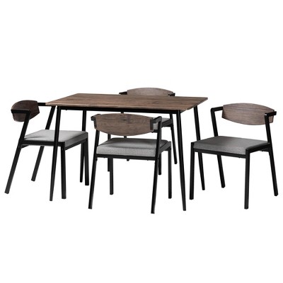 Revelin Industrial Gray Wood and Metal 5-Piece Dining Set