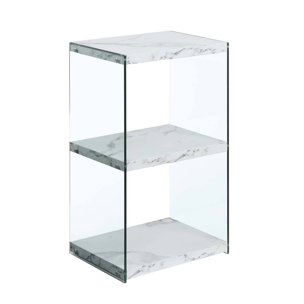 Photos - Garden & Outdoor Decoration 27.75" SoHo 3 Tier Tower Bookcase White Faux Marble - Breighton Home: Clear Glass Sides, Modern Style