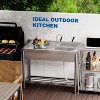 Stainless Steel Utility Sink, Freestanding Single Bowl with Pull-Out Hot & Cold Faucet, Adjustable Shelf for Laundry, Garage, Kitchen - 4 of 4