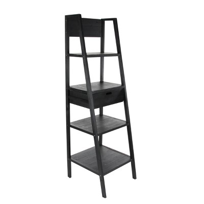 70" Storage Shelf with Ladder Frame Black - Olivia & May