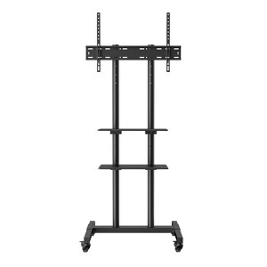 VEVOR Mobile TV Stand, Mobile TV Cart for 32 to 70 inch TVs, Height Adjustable Portable TV Stand with Wheels, Double Tray for Audio-Visual Devices - 1 of 4