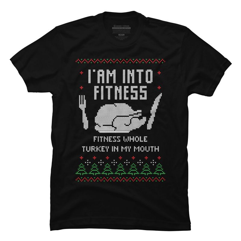 Men's Design By Humans Fitness Whole Turkey Ugly Christmas Sweater By shirtpublic T-Shirt, 1 of 5