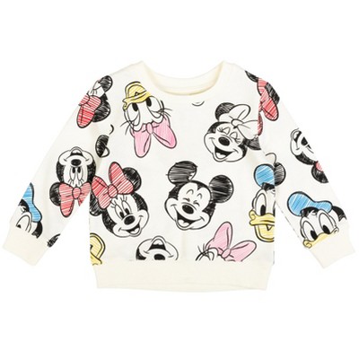 Disney Minnie Mouse Daisy Duck Mickey Mouse Girls French Terry Pullover Sweatshirt Little Kid to Big Kid