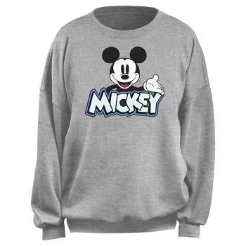 Junior's Mickey & Friends Classic Mouse Smile  Sweatshirt - Heather Gray - X Small