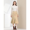 Allegra K Women's Faux Suede A-Line Elastic Back Hidden Side Zip Retro Work Fall Midi Skirt - 3 of 4