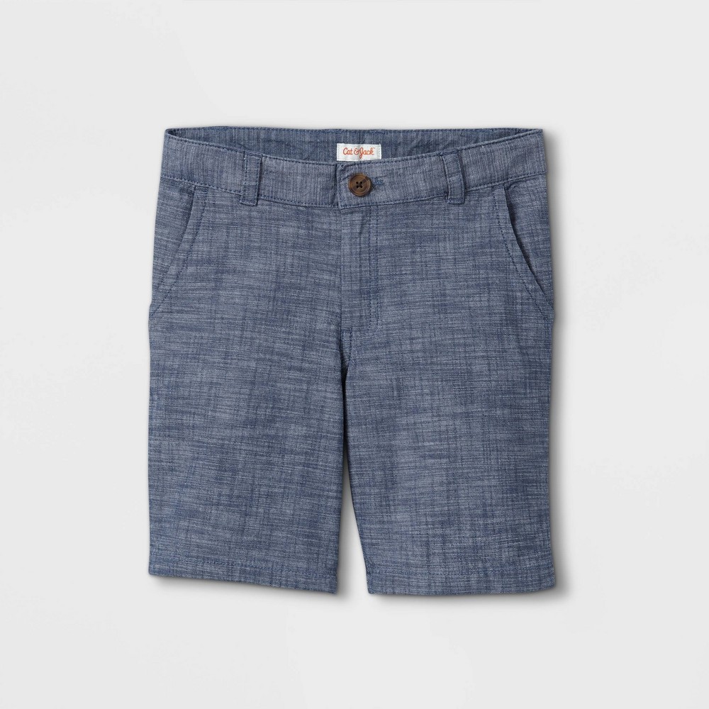 Boys' Solid Flat Front Chino Shorts - Cat & Jack Blue 8