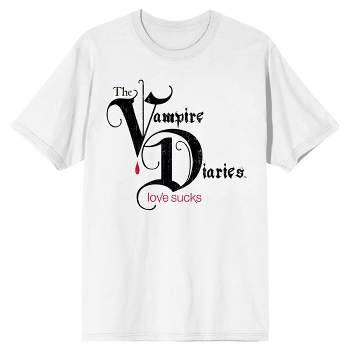 Vampire Diaries Logo Love Sucks Men's White T-shirt