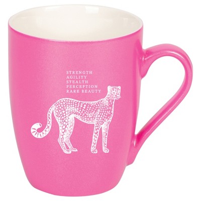 Elanze Designs 10 Ounce Ceramic Decorative Laser Engraved Giftable Novelty Tea Coffee Cup Mug Princess Pink Leopard Strength Agility Stealth Beauty