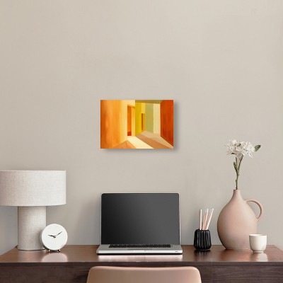 Modern Orange and Yellow Geometric Abstract Canvas Wall Art, 15" x 10"