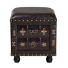 Charlier Faux Leather Wood Storage Ottoman with Book Spine Drawer Brown - Baxton Studio: Antique Look, Nailhead Detail, No Assembly Required - 3 of 4
