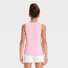 Girls' Hello Kitty Tropical Floral Lettuce Edge Graphic Tank Top - Light Pink - 3 of 4
