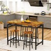 Hooseng 5-Piece Dining Room Table Set, Industrial Counter Height Pub Dining Set with 4 Round Bar Stools, 5 Pieces Bar Table Set - 4 of 4