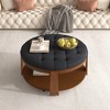 VYNXARIA Modern 2-Tier Round Ottoman Coffee Table with Storage and Wheels - 3 of 4