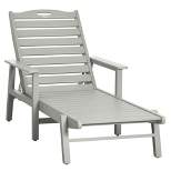 Outsunny Outdoor Chaise Lounge Chair, Heavy-Duty Pool Furniture with Reclining Backrest & Aluminum Frame for Beach, Tanning, Poolside, Light Gray