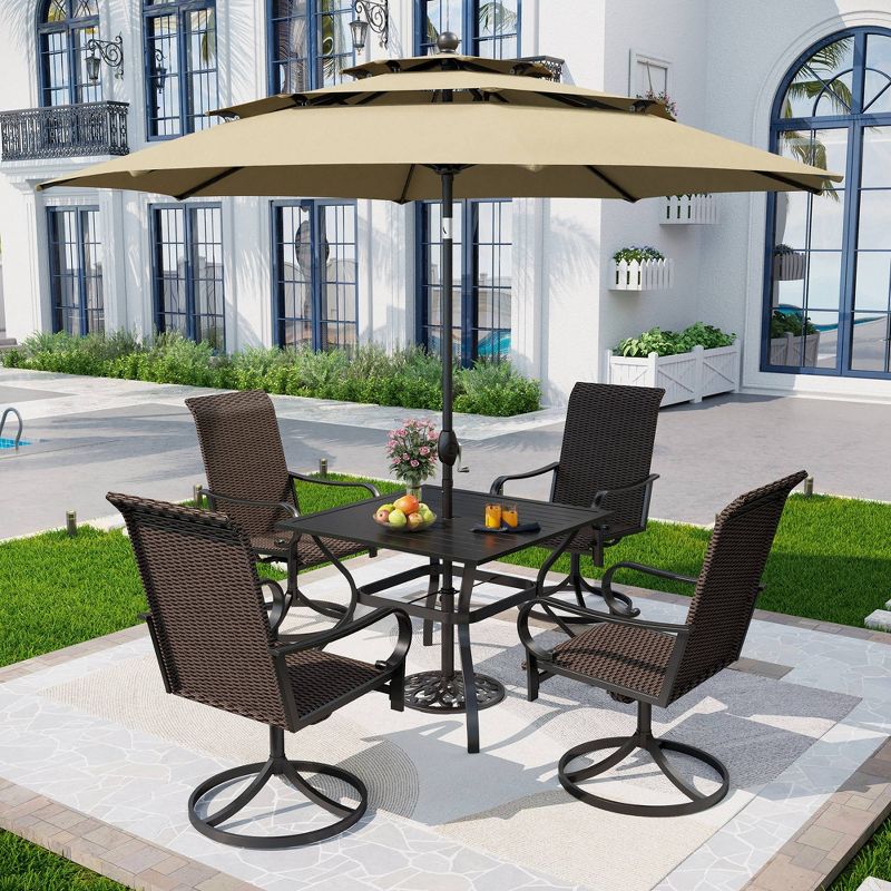 5pc Patio Dining Set wh 360 Swivel Chairs &#38; Square Plastic Tabletop - Captiva Designs, 1 of 13