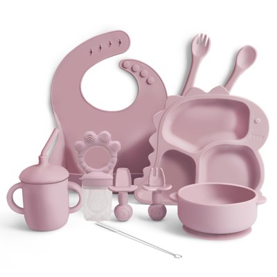 AOSTIRMOTOR Toddler Utensils Baby Feeding Set Tableware Baby Dinning Set Section Silicone Plate