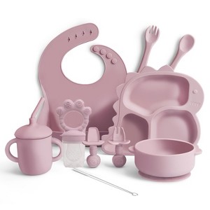 AOSTIRMOTOR Toddler Utensils Baby Feeding Set Tableware Baby Dinning Set Section Silicone Plate - 1 of 1