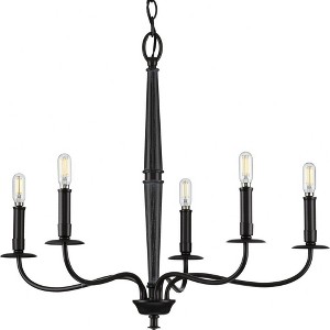 Progress Lighting Durrell 5-Light Chandelier, Steel, Matte Black, No Shade - 1 of 3