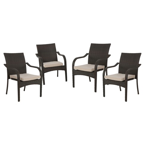 San Pico 4pk Wicker Stacking Chairs Brown Christopher Knight Home Target