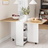 Folding Dining Table, Drop Leaf Dining Table for 4, Foldable Kitchen Table with 2 Storage Shelf, Space Saving Dining Tables - 3 of 4