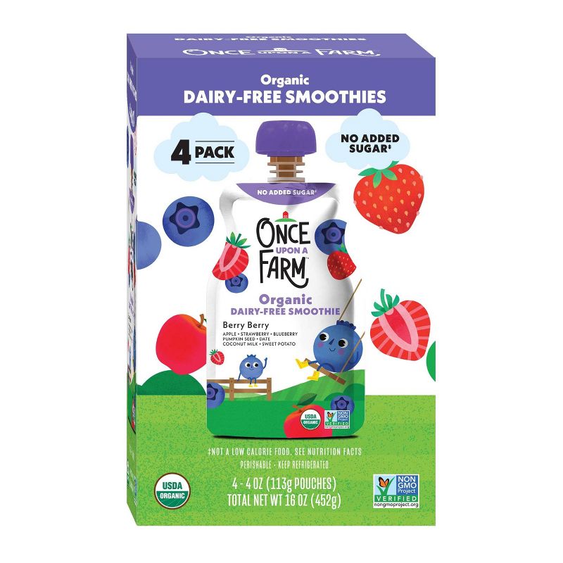 Once Upon a Farm Berry Berry Organic Dairy-Free Kids&#39; Smoothie - 16oz/4ct, 1 of 4