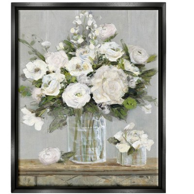 Stupell Industries Country White Floral Scene Framed Floater Canvas Wall Art