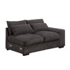 Flannel Velvet Upholstered U-Shaped Sectional Sofas & Chaise with Cupholder Console, USB Charging Ports, and Two Matching Ottomans - 3 of 4